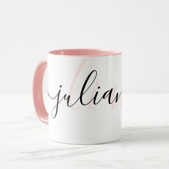 Personalised chic blush pink and black  mug (Front Left)
