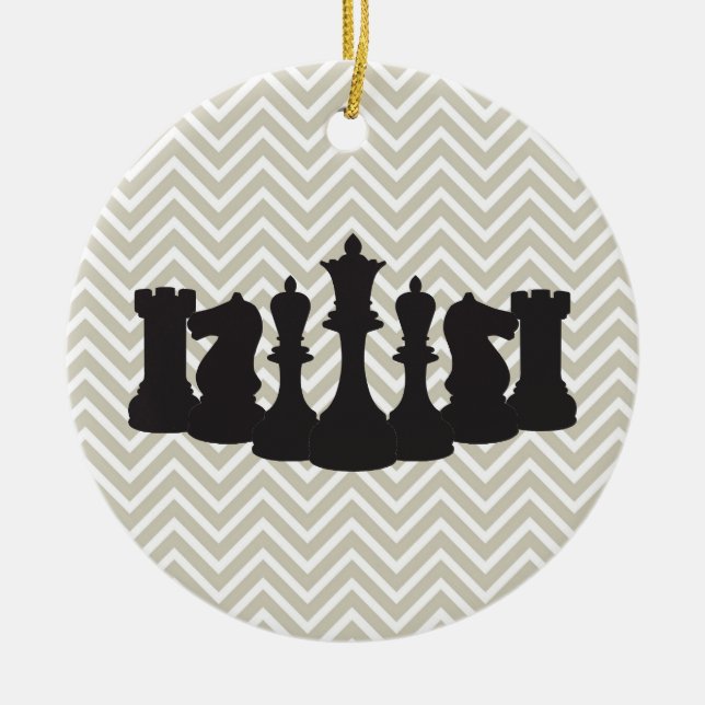 Personalised Chic Chevron Chess Christmas Ornament (Front)