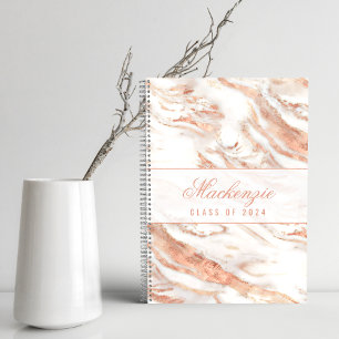 Personalised Chic Copper Marble Rose Gold Metallic Notebook