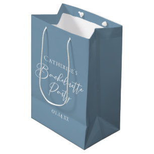 Personalised Chic Dusty Blue Bachelorette Party Medium Gift Bag