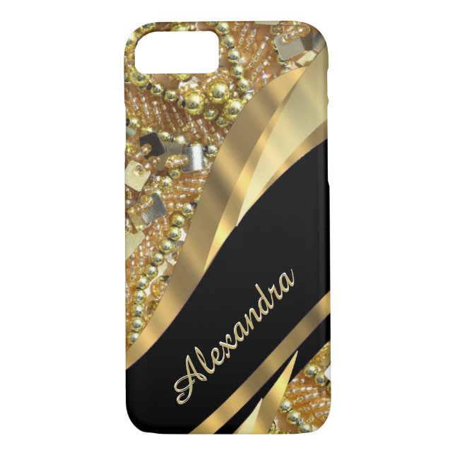 Personalised chic elegant black and gold bling Case-Mate iPhone case (Back)
