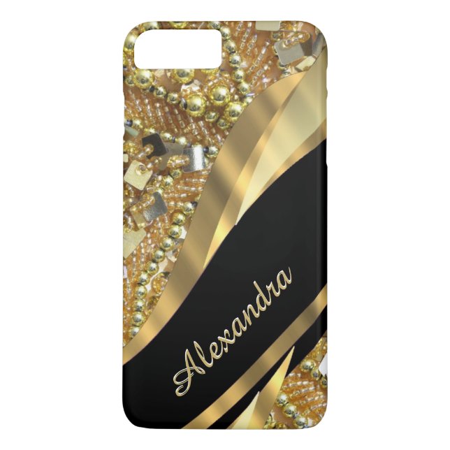 Personalised chic elegant black and gold bling Case-Mate iPhone case (Back)