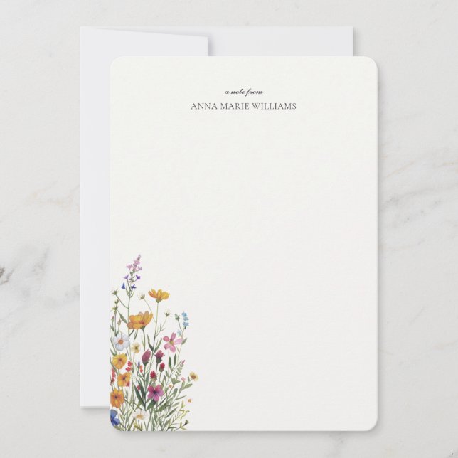 Personalised Chic Floral Elegant Note Card (Front)