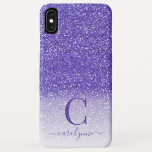 Personalised Chic Girly Purple Ombre Glitter iPhone XS Max Case