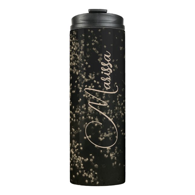 Personalised Chic Gold Confetti  Thermal Tumbler (Front)