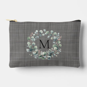 Personalised Chic Green Eucalyptus Foliage Wreath Accessory Pouch