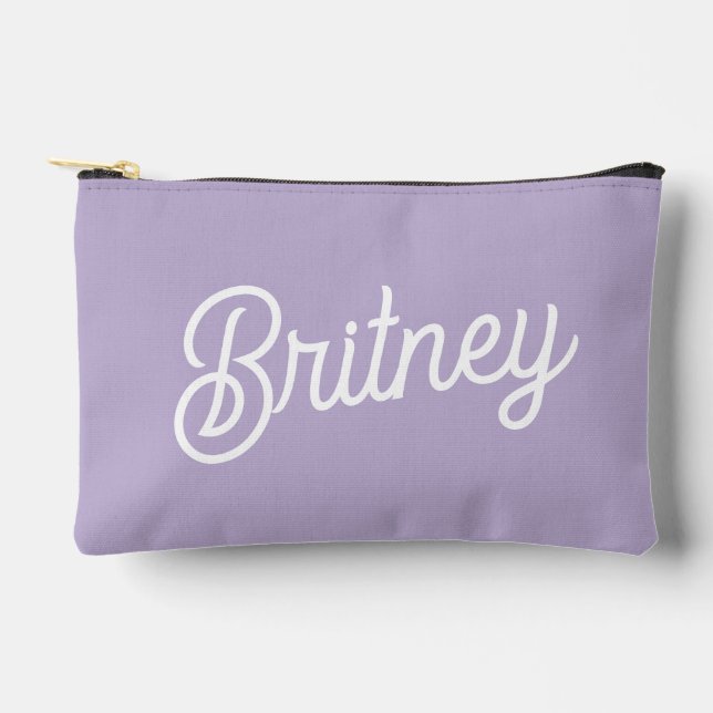 Personalised Chic Lavender Purple Monogram  Name Accessory Pouch (Front)