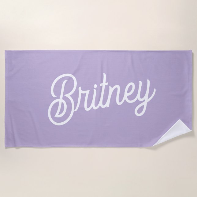 Personalised Chic Lavender Purple Monogram  Name Beach Towel (Front)