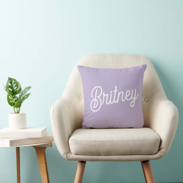 Personalised Chic Lavender Purple Monogram  Name Cushion (Chair)