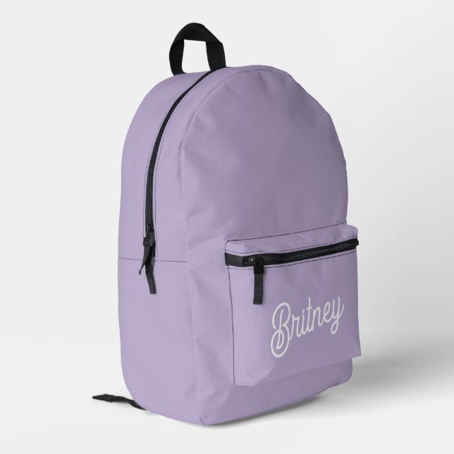 Personalised Chic Lavender Purple Monogram  Name Printed Backpack (Back Corner Left)