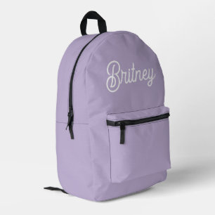 Personalised Chic Lavender Purple Monogram  Name Printed Backpack