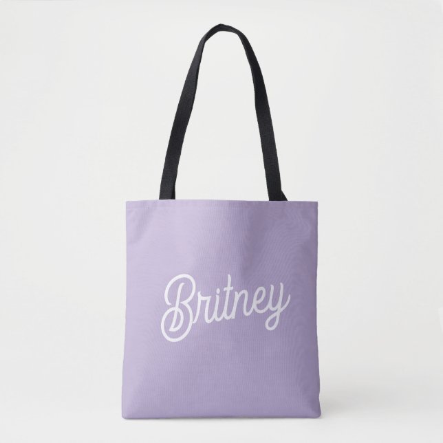Personalised Chic Lavender Purple Monogram  Name Tote Bag (Front)