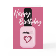 Personalised Chic Modern Pink Nail Polish Birthday