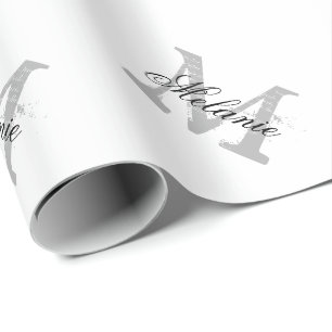 Personalised chic name monogram wrapping paper
