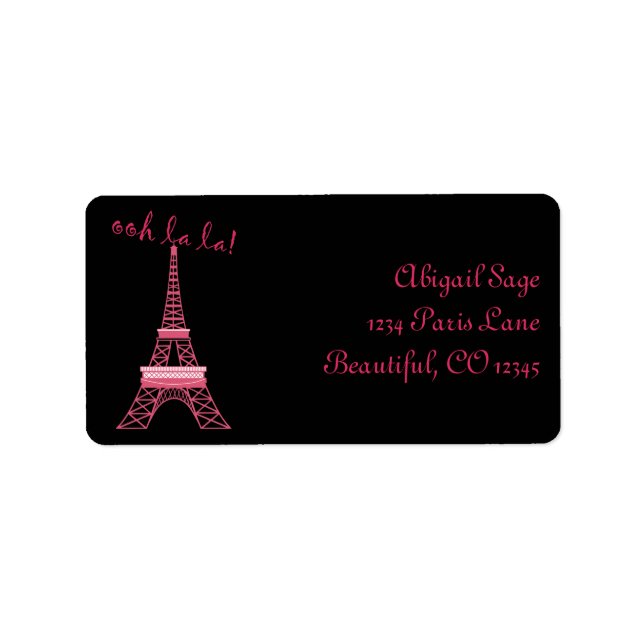 Personalised Chic Paris Eiffel Tower Address Label (Front)