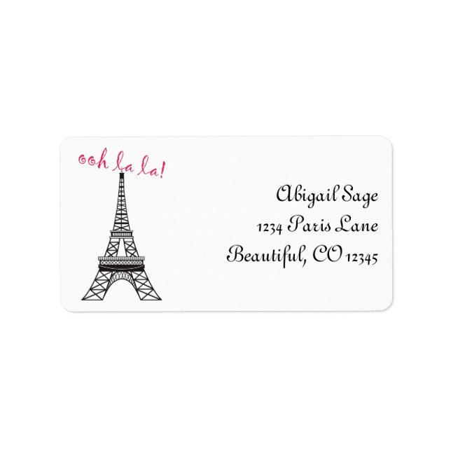 Personalised Chic Paris Eiffel Tower Address Label (Front)