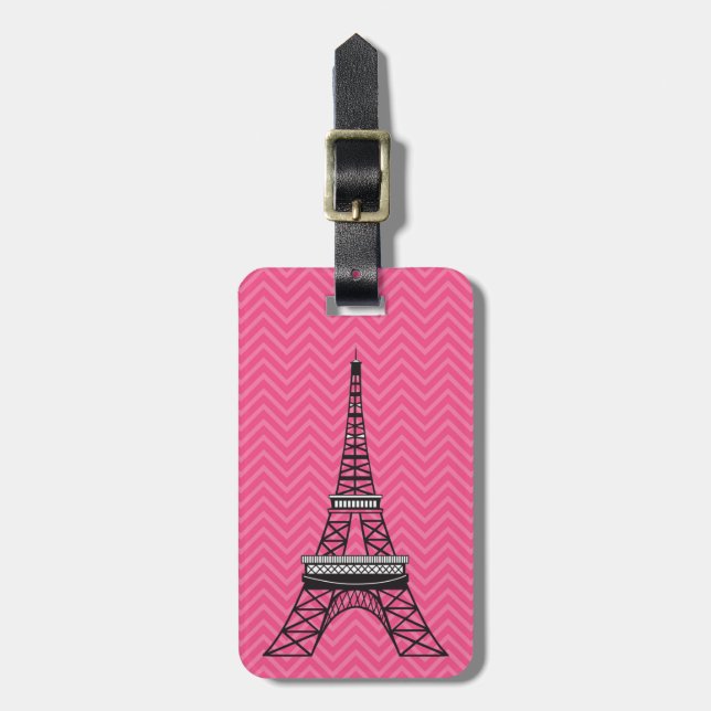 Personalised Chic Paris Eiffel Tower Luggage Tag (Front Vertical)