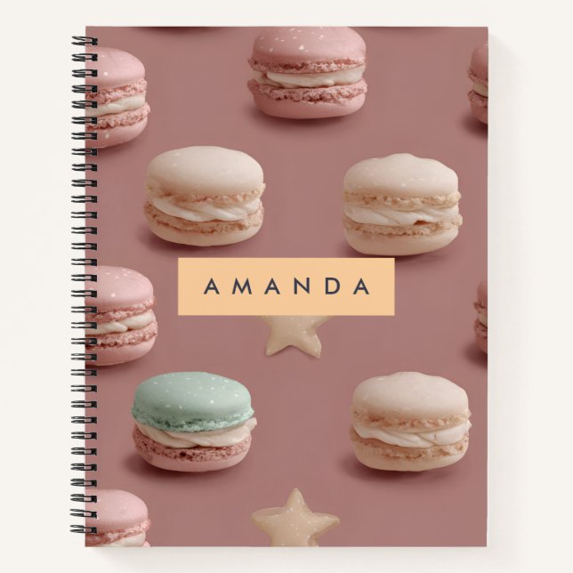 Personalised Chic Pastel Macaron Pattern Notebook (Front)