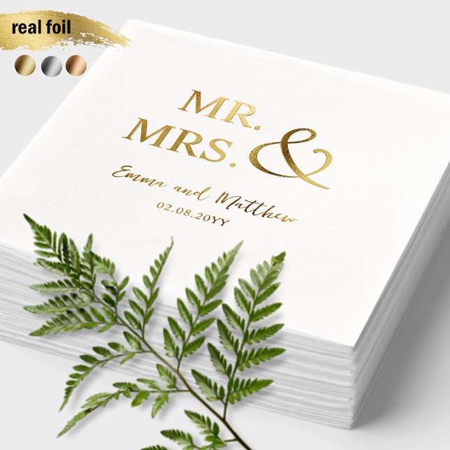 Personalised, Chic Real Foil Mr. and Mrs. Wedding Foil Napkins (Creator Uploaded)