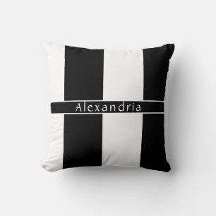 Personalised Chic Stripes Black and White Cushion