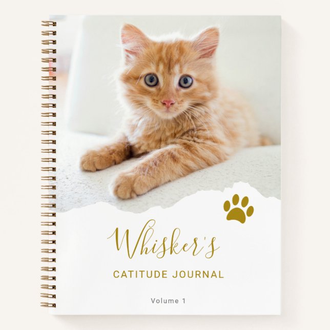 Personalised Chic Torn Photo Cat Gratitude Journal (Front)