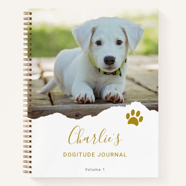 Personalised Chic Torn Photo Dog Gratitude Journal (Front)