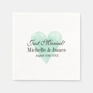 Personalised chic turquoise heart wedding napkins