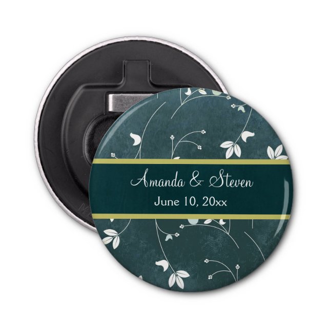 Personalised Chic Vintage Wedding Memento Bottle Opener (Front)