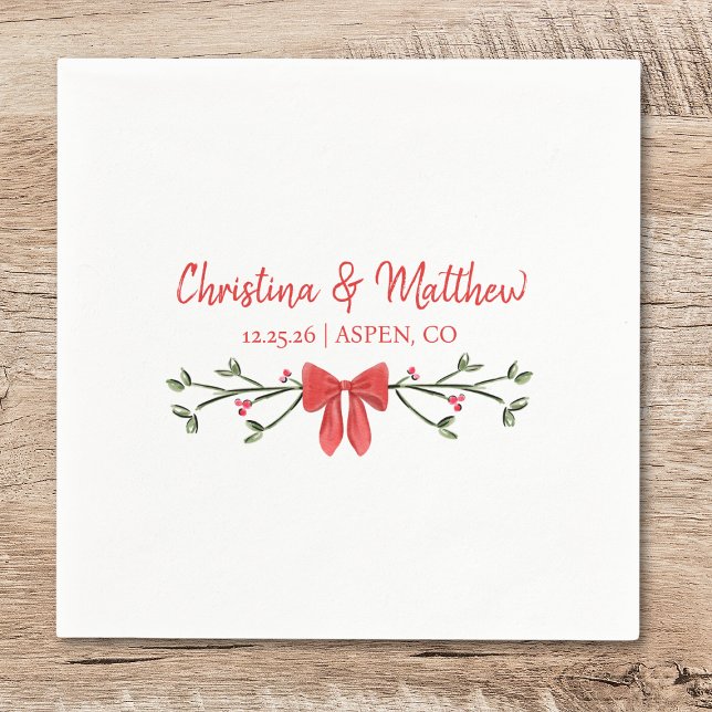 Personalised Chic Winter Holiday Christmas Wedding Napkin (Creator Uploaded)