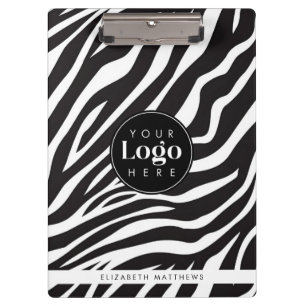 Personalised Chic Zebra Print Custom Company Logo  Clipboard