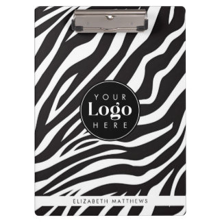 Personalised Chic Zebra Print Custom Company Logo Clipboard