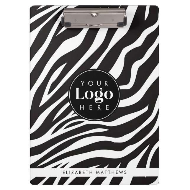 Personalised Chic Zebra Print Custom Company Logo  Clipboard (Front)