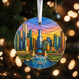 Personalised Chicago Acrylic Ornament, Custom Illi Ornament
