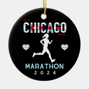 Personalised Chicago Marathon gift for marathoner Ceramic Ornament