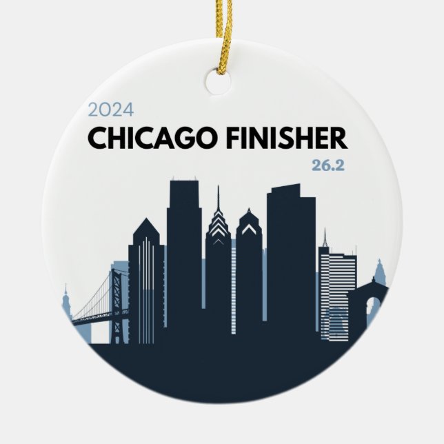 Personalised Chicago Marathon Unique Running Gift Ceramic Ornament (Front)