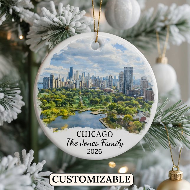 Personalised Chicago Ornament, Custom Illinois Ceramic Ornament (Creator Uploaded)