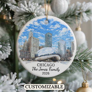 Personalised Chicago Ornament, Custom Illinois Ceramic Ornament
