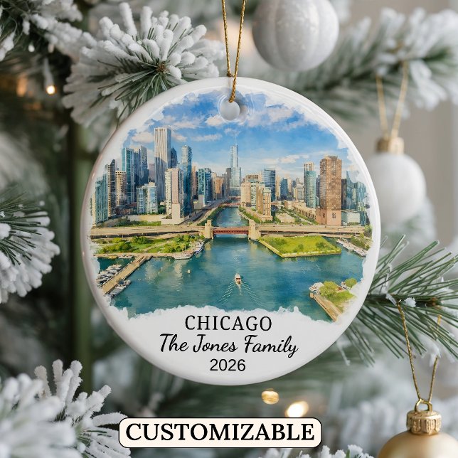 Personalised Chicago Ornament, Custom Illinois Ceramic Ornament (Creator Uploaded)
