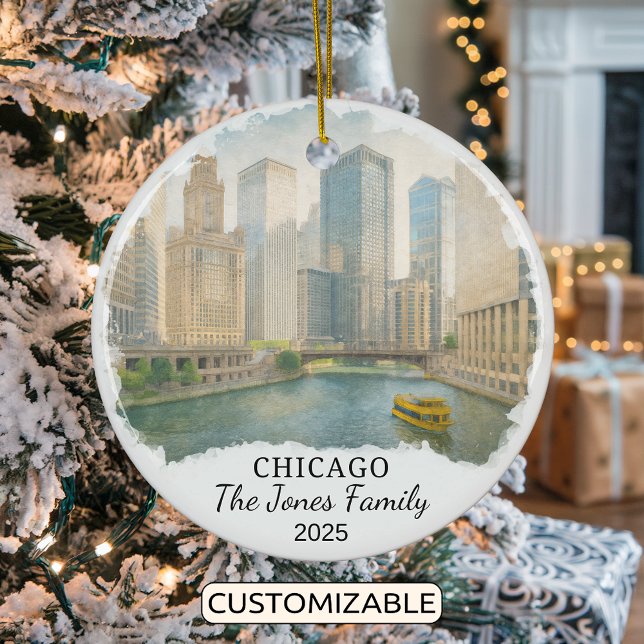 Personalised Chicago Ornament, Illinois Ceramic Ornament (Creator Uploaded)