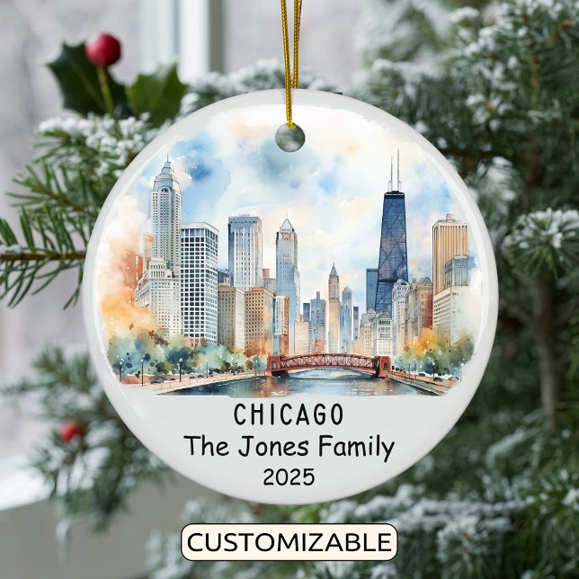 Personalised Chicago Ornament, Illinois Ceramic Ornament (Creator Uploaded)