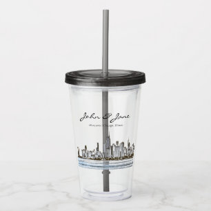 Personalised Chicago Skyline Acrylic Tumbler