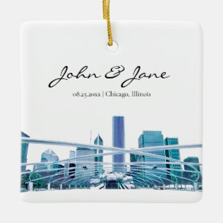 Personalised Chicago Skyline Ceramic Ornament