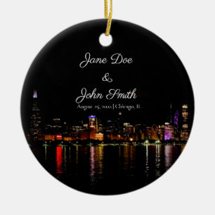 Personalised Chicago Skyline Ceramic Ornament
