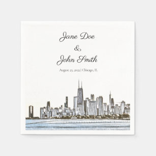 Personalised Chicago Skyline Cocktail Napkin