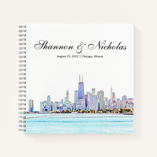 Personalised Chicago Skyline Guest Book (Front)