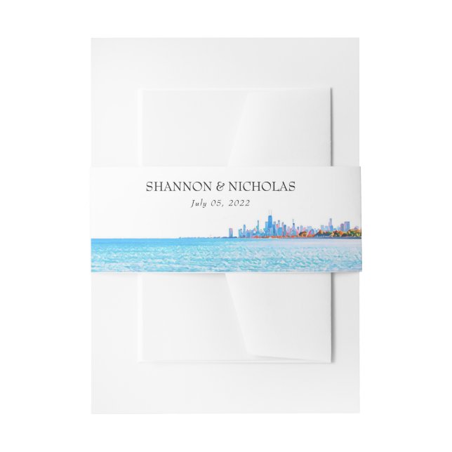 Personalised Chicago Skyline Invitation Belly Band (Front Example)