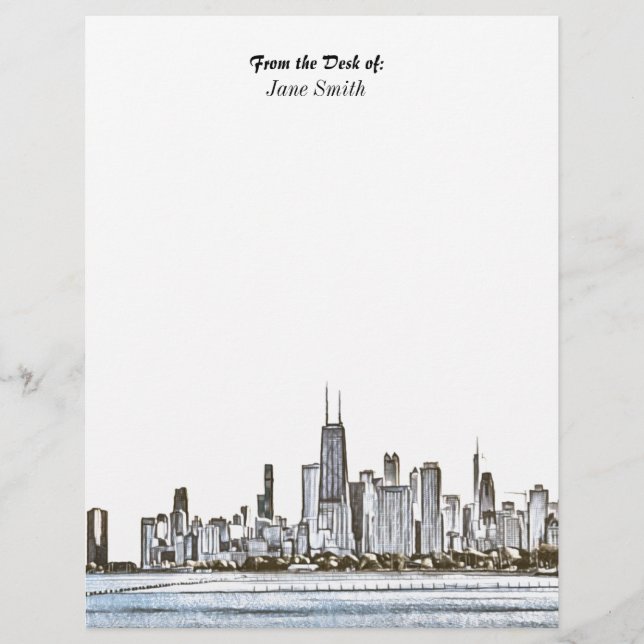Personalised Chicago Skyline Letterhead (Front)