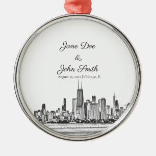 Personalised Chicago Skyline Metal Ornament