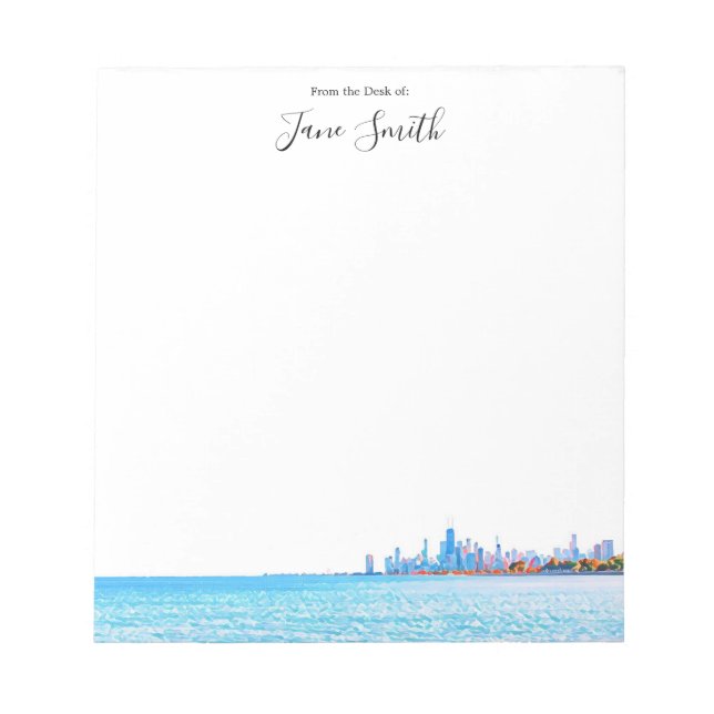 Personalised Chicago Skyline Notepad (Front)