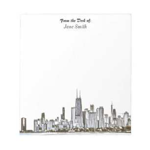Personalised Chicago Skyline Notepad